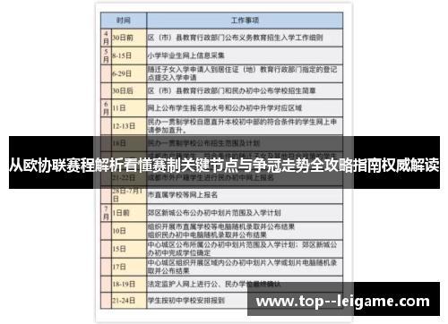 从欧协联赛程解析看懂赛制关键节点与争冠走势全攻略指南权威解读